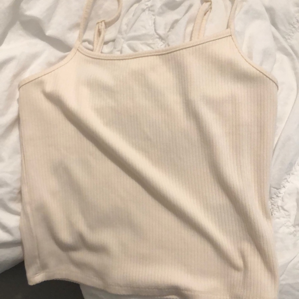 american eagle off white cropped tank top